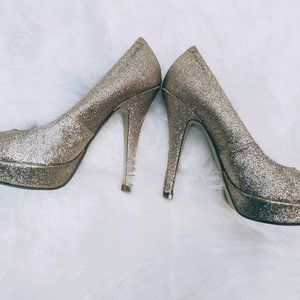 Gold Glitter Heels